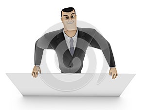 Businessman and white panel