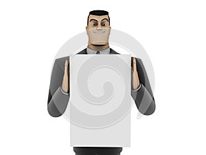 Businessman and white panel