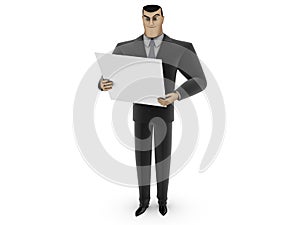 Businessman and white panel