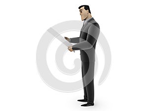 Businessman and white panel