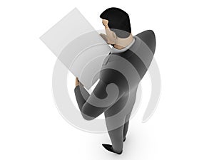 Businessman and white panel