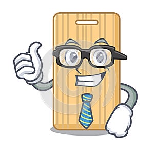 Businessman wooden cutting board character cartoon