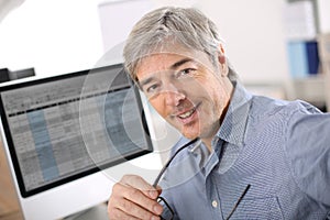 Businessman woring on computer