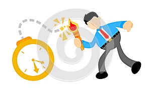 businessman worker fire time bomb deadline cartoon doodle vector illustration flat design