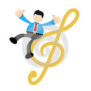 businessman worker and music melody clef music note cartoon doodle flat design vector illustration
