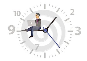 Businessman Working On a Big Clock