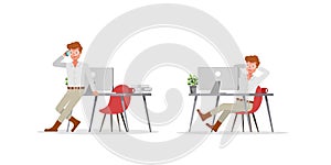 Businessman working character vector design. no6