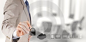 Businessman working with a Cloud Computing