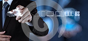 Businessman working with a Cloud Computing