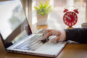 Businessman is working on a computer.