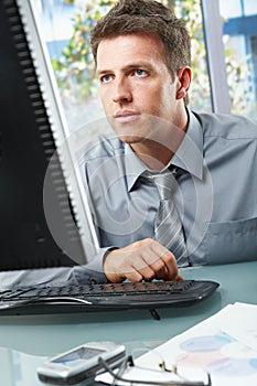 Businessman working on computer