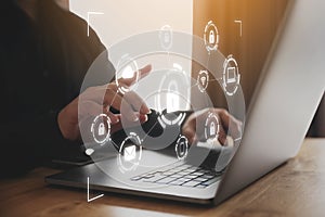 Businessman working on computer laptop