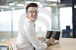Businessman working computer in office