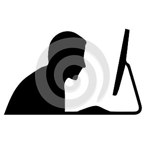 Businessman Working on a computer vector icon eps 10