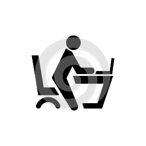 Businessman working on computer. Web icons for business, finance and communication. Vector.