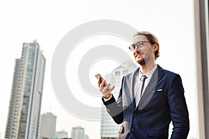 Businessman Working Connecting Smart Phone Concept