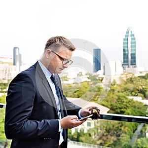 Businessman Working Connecting Smart Phone Concept