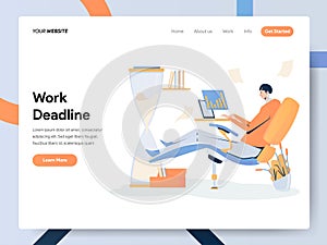 Businessman Working on Deadline Illustration Concept. Modern flat design concept of web page design for website and mobile website