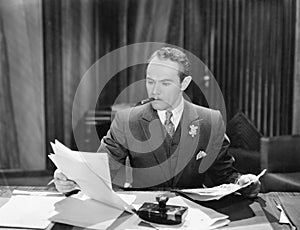 Businessman working at desk