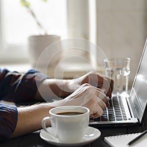 Businessman working on Desk at home office business