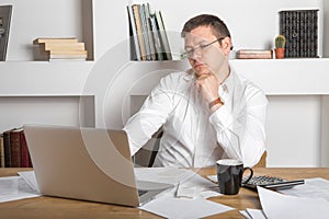 Businessman working on Desk at home office business