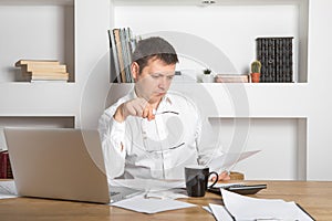 Businessman working on Desk at home office business