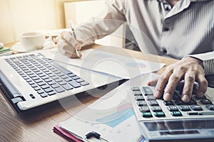 Businessman working on Desk office business financial accounting