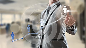 Businessman working with digital object, human resource c
