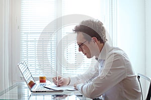 Businessman working with docs