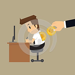 Businessman working with drop coins, arouse the working efficien