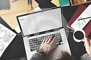Businessman Working Email Writing Workplace Concept