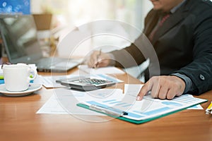 Businessman at working with financial reports