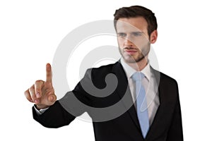 Businessman working on invisible interface