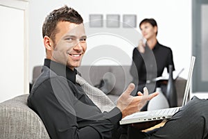 Businessman working with laptop