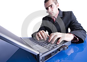 Businessman working on laptop