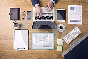 Businessman working on a laptop