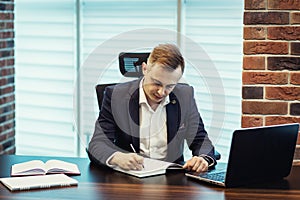 Businessman Working Laptop Connecting Networking Concept,Businessman working with documents on office