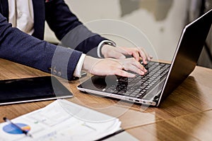 Businessman Working Laptop Connecting Networking Concept,Businessman working with documents on office