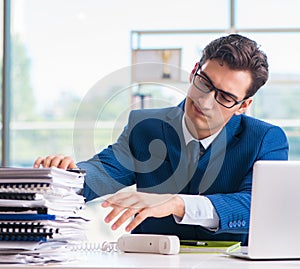 The businessman working in the office