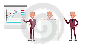 Businessman working in office and different poses character vector design no9