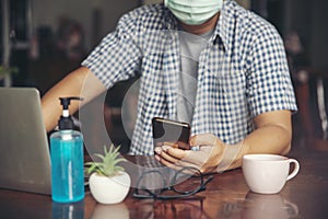 Businessman working online at the home office