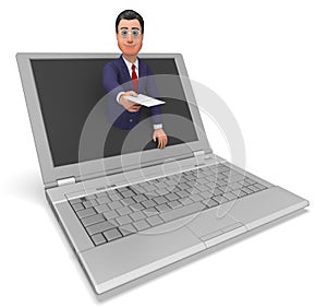 Businessman Working Online Represents World Wide Web And Biz