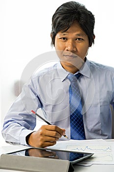 Businessman working tablet