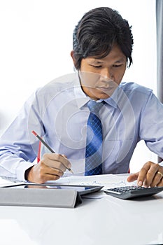 Businessman working tablet