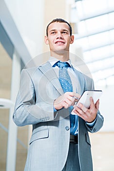 Businessman working with tablet pc