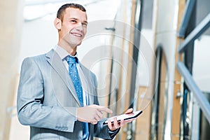 Businessman working with tablet pc