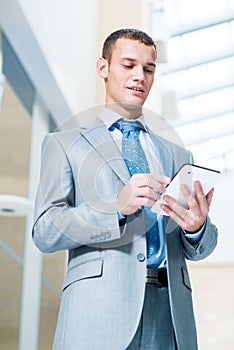 Businessman working with tablet pc