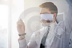 Businessman working with virtual screen