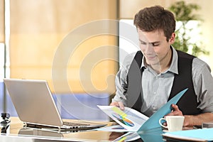 Businessman working watching statistics