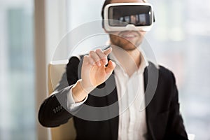 Businessman works in office augmented reality